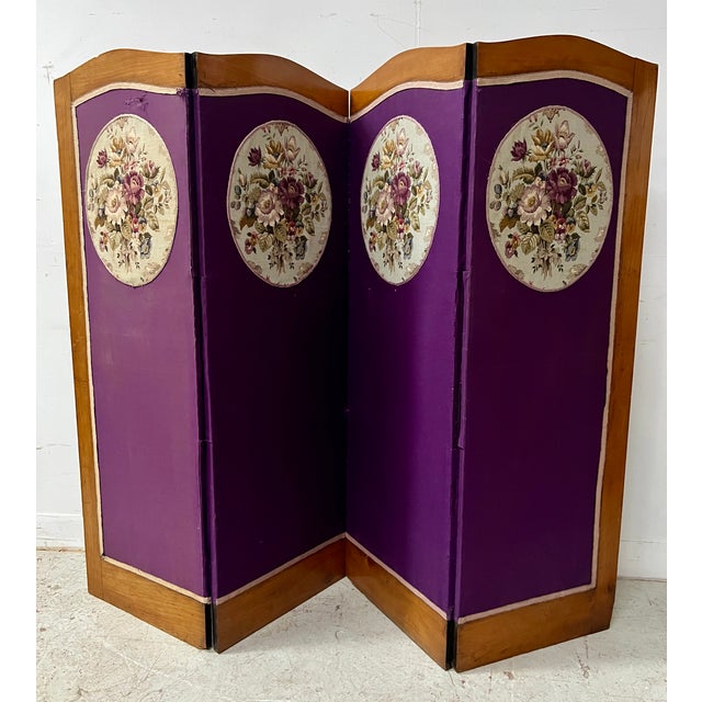 Four-Panel Screen with Oval Tapestry For Sale - Image 10 of 10