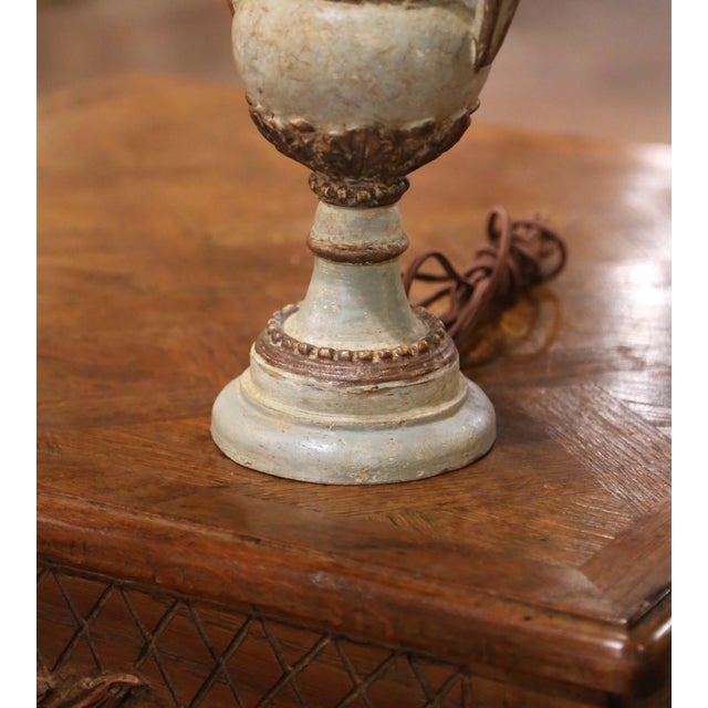 Pair of Mid-Century Italian Neoclassical Painted Urn Form Table Lamps For Sale - Image 9 of 10