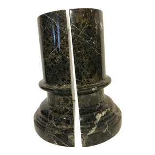 Black Marble Column Bookends - a Pair For Sale