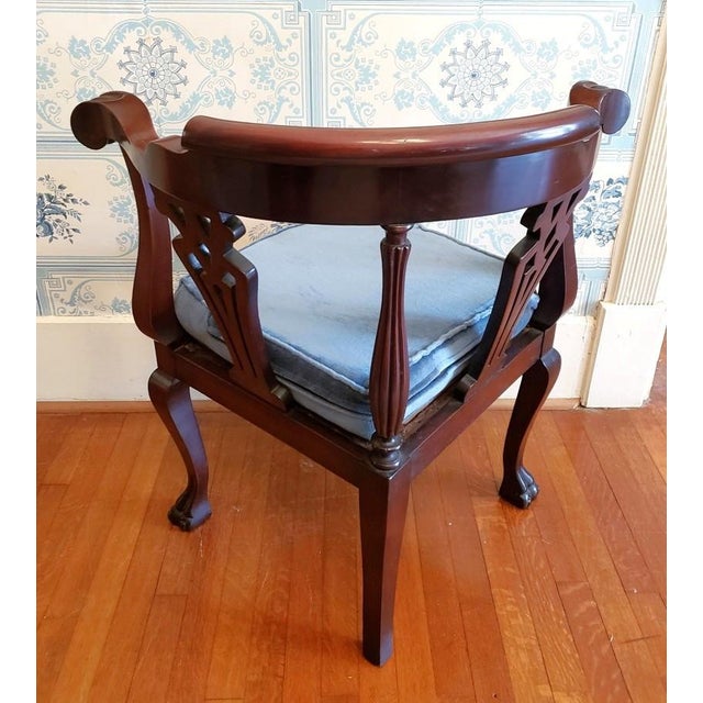 Victorian Late 19th C English Victorian Gothic Revival Carved Mahogany Green Man Corner Chair For Sale - Image 3 of 6