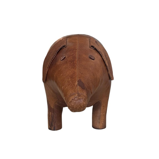Mid-Century Modern Vintage Large Pig Stool by Dimitri Omersa in Brown Leather, 1960s For Sale - Image 3 of 12