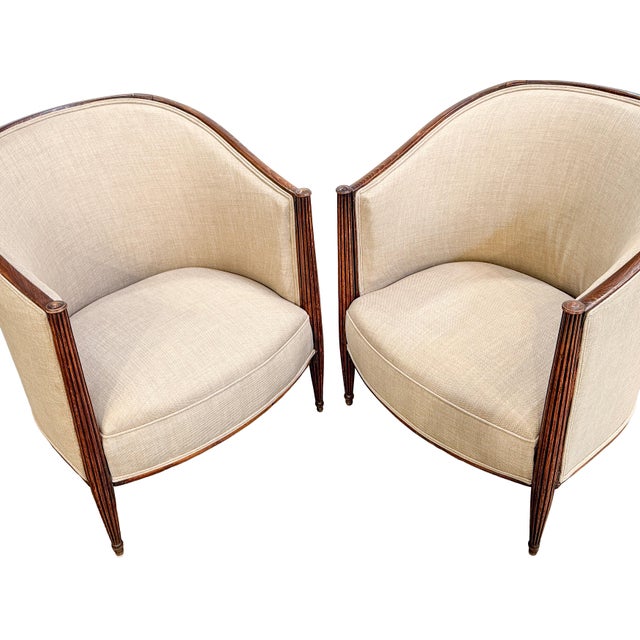 Pair of French Lounge Chairs in the Art Deco Style (Individually Priced) For Sale - Image 10 of 15