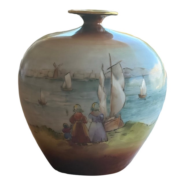 Antique Vienna Austria Porcelain Vase – Seascape Painting, Count Thun Factory (1890-1908) For Sale