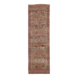 Antique Kerman Lavar Persian Runner Rug With Interlocking Florals - Rug & Kilim For Sale