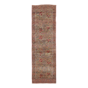 Antique Kerman Lavar Persian Runner Rug With Interlocking Florals - Rug & Kilim