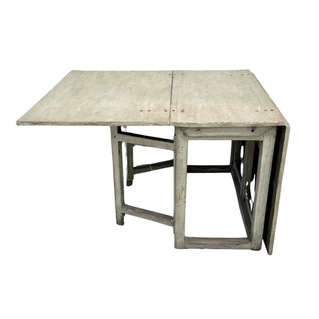 Gray 19th Century Swedish Gustavian Drop-Leaf Table For Sale - Image 8 of 9