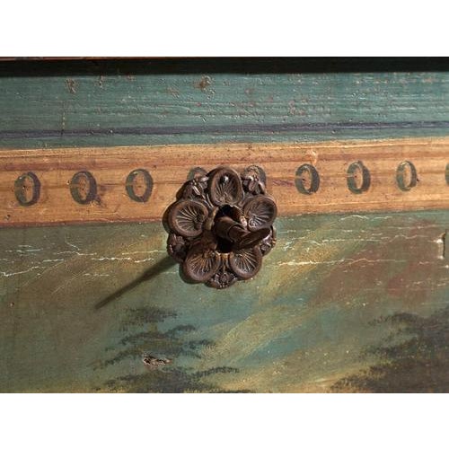 19th Century Antique Marriage Chest in Painted Pine, Central Europe, 1841 For Sale - Image 5 of 18