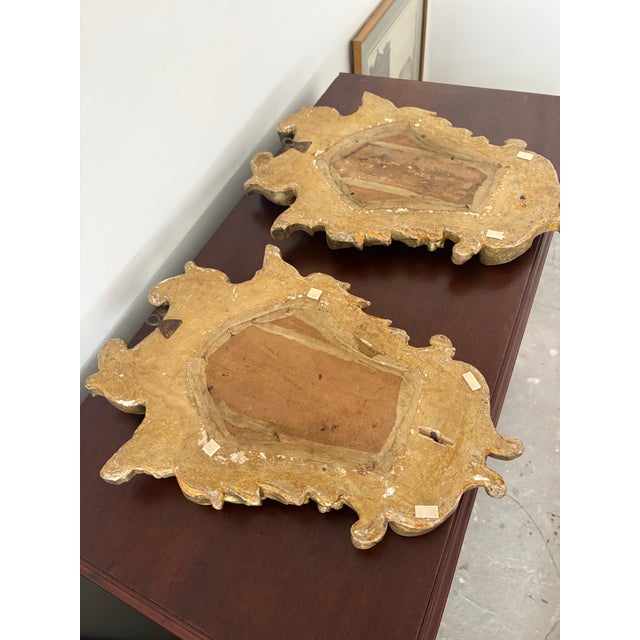 Late 18th Century Pair of 18th Century Italian Rococo Giltwood Mirrors For Sale - Image 5 of 7