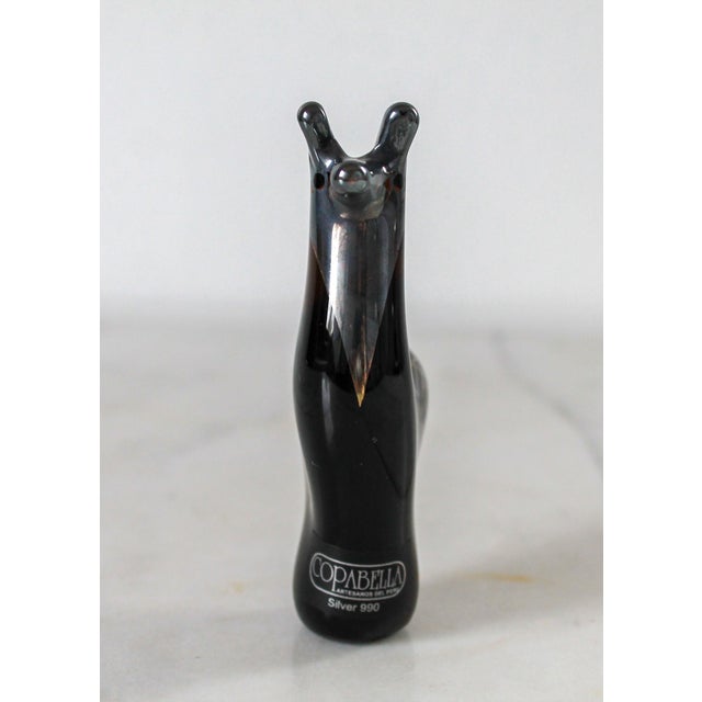 Figurative Vintage Copabella Peruvian Art Glass Llama Paperweight / 990 Silver Overlay For Sale - Image 3 of 10