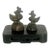 Antique South East Asian Bird Style Opium Weights, a Pair With Carved Wood Stand For Sale