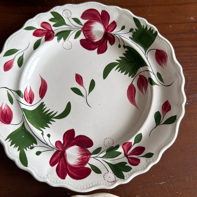 A Very Nice Set of 7 of Antique Staffordshire Early Adam’s Rose Plates, Circa 1830 For Sale - Image 9 of 12