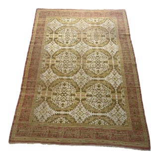 1930s Spanish Leafy Wreath Motif Rug For Sale