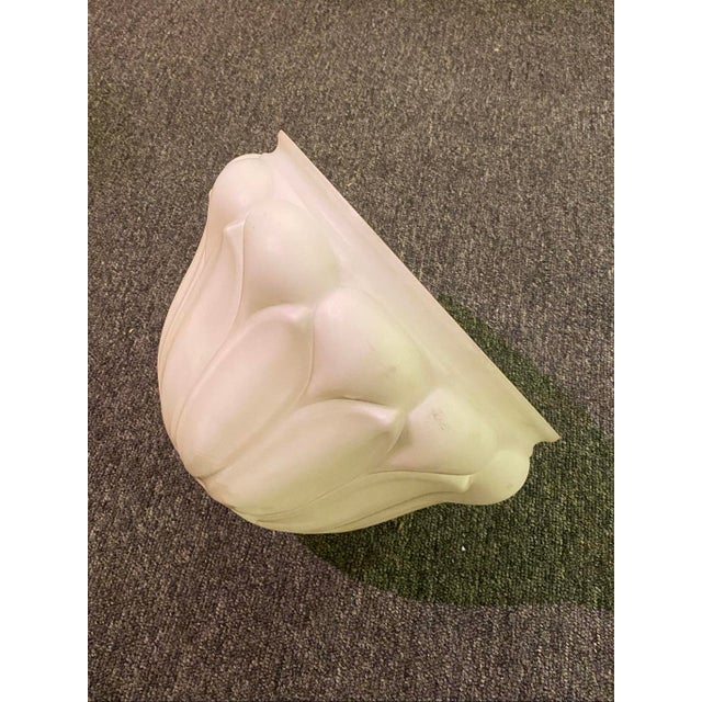 Art Deco Antique Art Deco Style Artichoke Pattern Frosted Glass Shade For Sale - Image 3 of 7