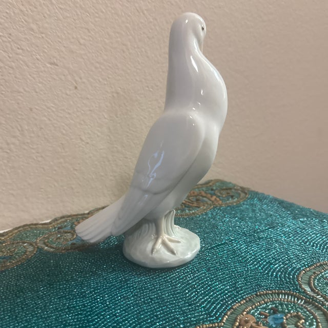 Contemporary Vintage White Porcelain Pigeon Figurine For Sale - Image 3 of 12