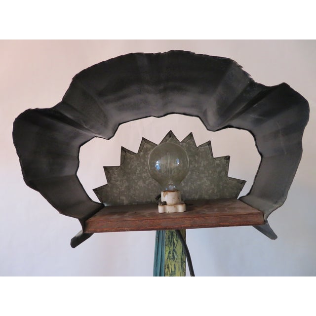 Wood & Metal Ziggurat Floor Lamp For Sale In San Francisco - Image 6 of 8