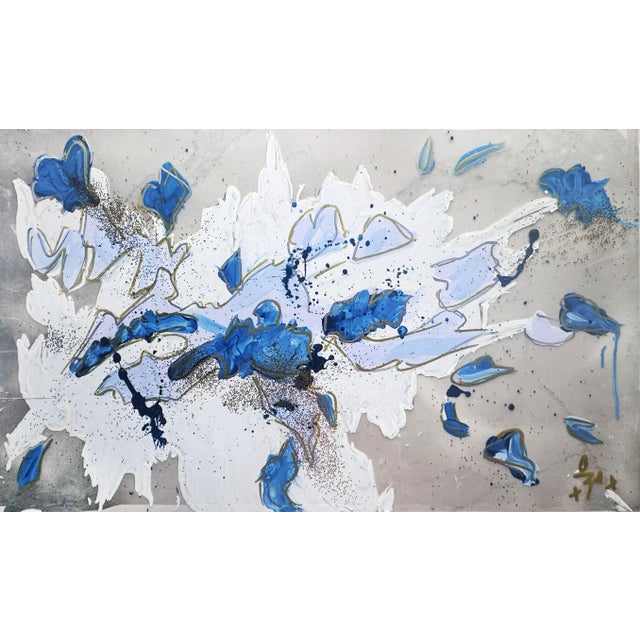 Abstract "Blue Geode" Painting by Arturo Rovirosa For Sale