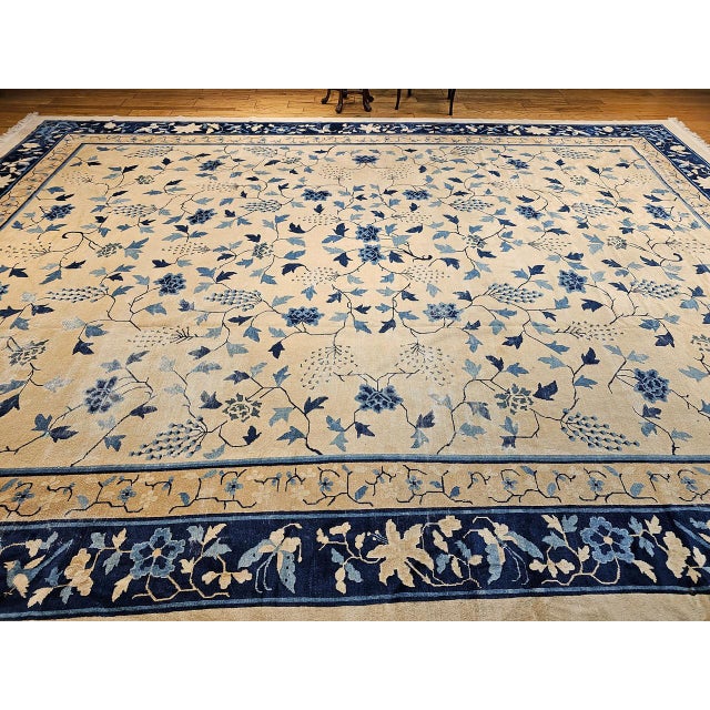 Late 19th Century 19th Century Oversized Chinese Peking Rug in All-Over Leaf & Vine Pattern For Sale - Image 5 of 18