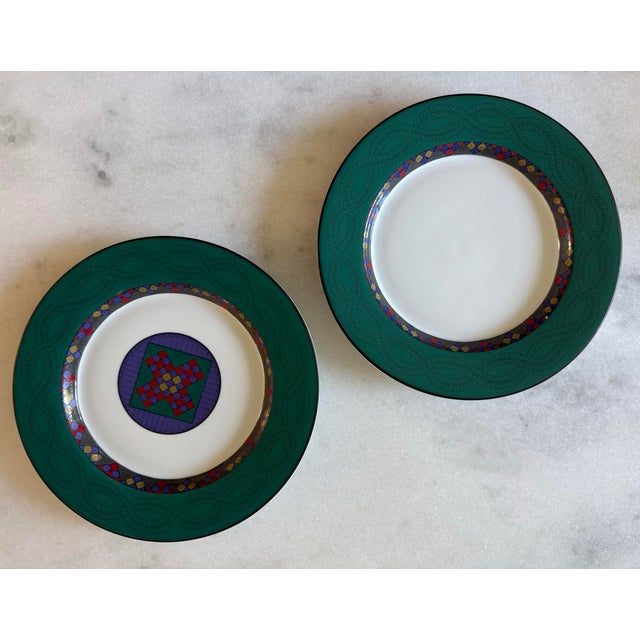 Late 20th Century Vintage Dansk Quilting Emerald Braid Salad Plate - Set of 4 For Sale - Image 5 of 12