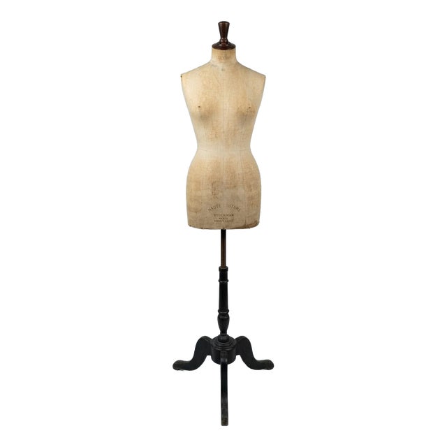 Vintage Haute Couture Tailor's Dummy with Cabaret Base from Stockman Paris, 1930s For Sale