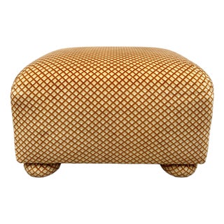 1970s Ottoman Stool Attributed to Milo Baughman for Thayer Coggin in Original Geometric Velvet For Sale