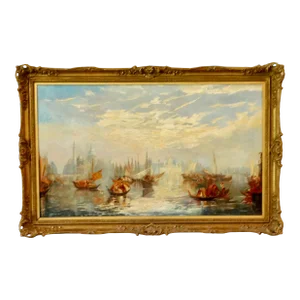 Antique Oil Painting Venice Francis Moltino (1818 - 1874)