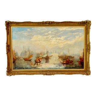 Antique Oil Painting Venice Francis Moltino (1818 - 1874) Listed Artist For Sale