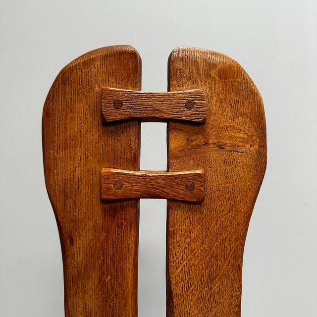Wood Brutalist Oak Dining Table and Chairs by De Puydt, Belgium, 1960s, Set of 5 For Sale - Image 7 of 14