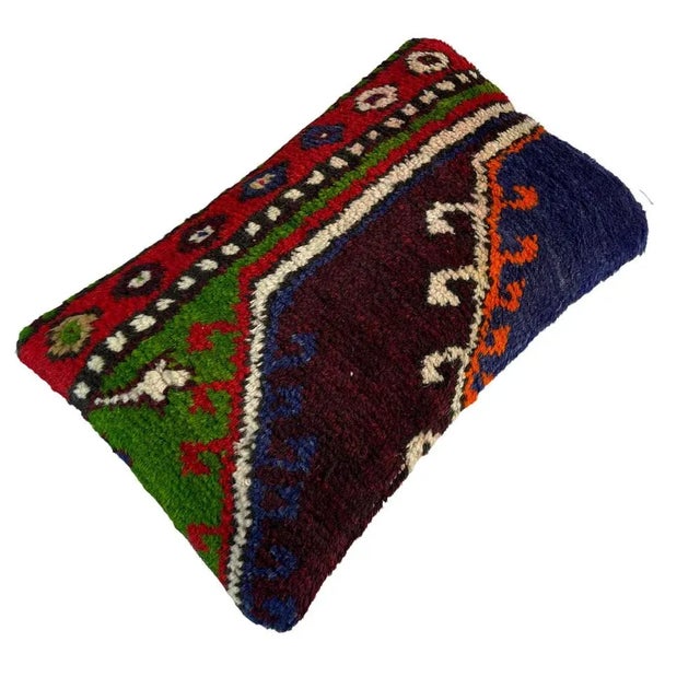 Large Vintage Turkish Handmade Rug Cushion Cover For Sale - Image 6 of 10