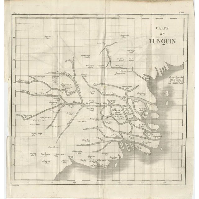 Map of Tonkin. This early engraved map shows the historical region of Tonkin in northern Vietnam, centered on the Red...
