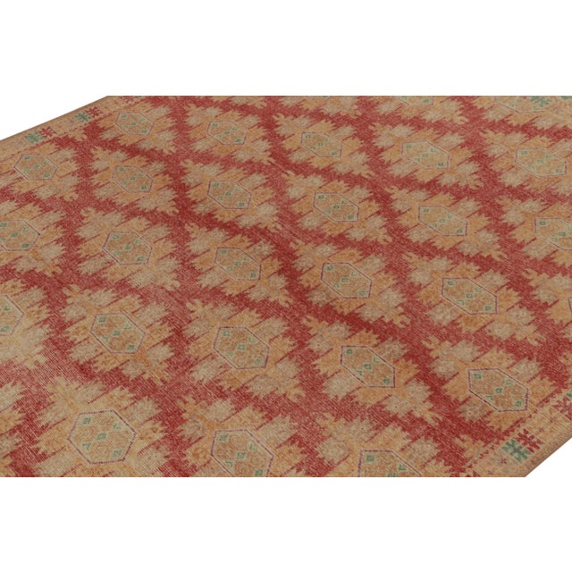 Rug & Kilim Rug & Kilim’s Distressed Bokhara Style Rug in Red, Beige & Gold Medallions For Sale - Image 4 of 6