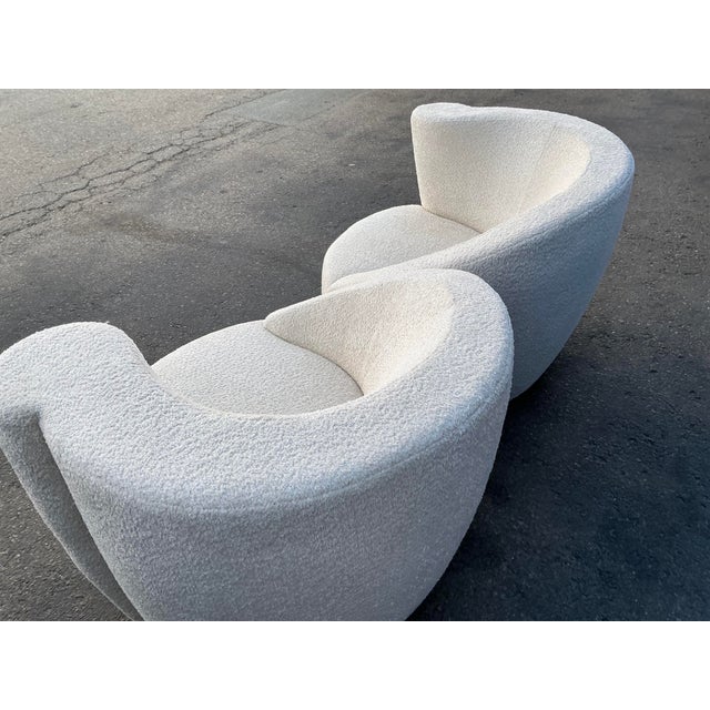 Textile Vintage Vladimir Kagan Nautilus Swivel Lounge Chairs Boucle Fabric - Pair For Sale - Image 7 of 16