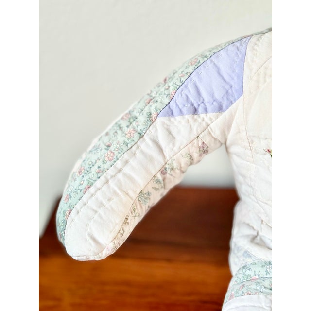 Late 20th Century Vintage Handmade Patchwork Teddy Bear, Quilt Fabric Stuffed Animal, Folk Art Plush For Sale - Image 5 of 12