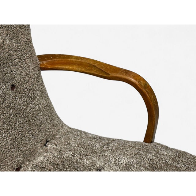 Wood Philip Arctander Style, Shearling, Beech, Lounge Chair, Denmark, 1960s For Sale - Image 7 of 11