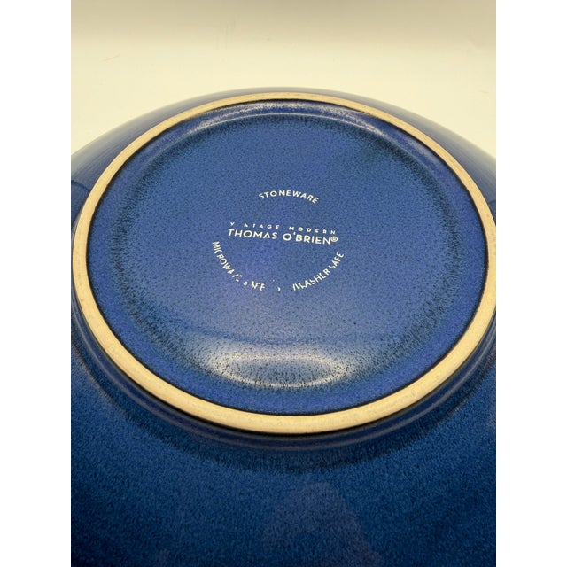 Thomas O'Brien Vintage Modern Blue Stoneware Dinner Plate, Set of 3 For Sale - Image 16 of 17
