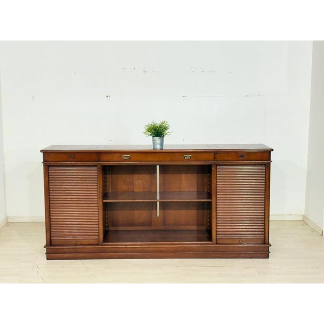 English Style Mahogany Office Sideboard with Roll-Up Doors, 1960s For Sale - Image 12 of 12