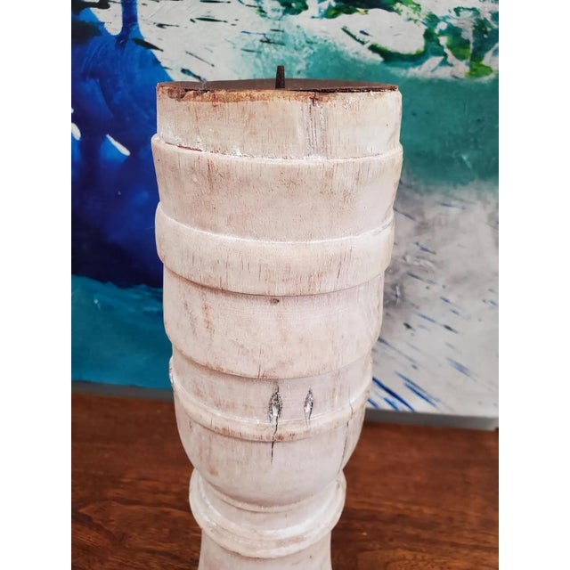 Pair of 19th Century French Provincial Turned Beech Wood Candlesticks For Sale - Image 9 of 12