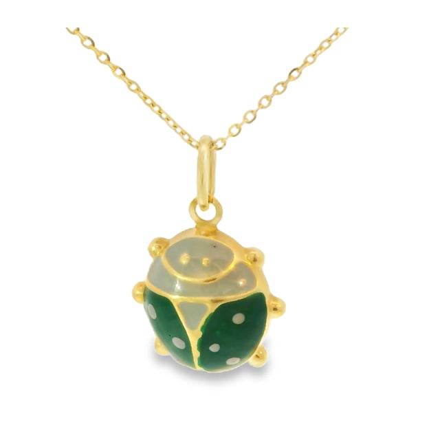 8K Yellow Gold Enamel Ladybug Pendant Charm Charming 18K Yellow Gold Enamel Ladybug Pendant Charm featuring vibrant enamel...