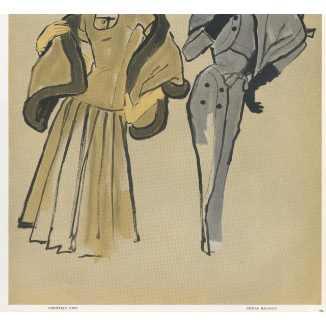 Mid-Century Modern 1954 Mid-Century French Fashion Print-Dior & Balmain For Sale - Image 3 of 5