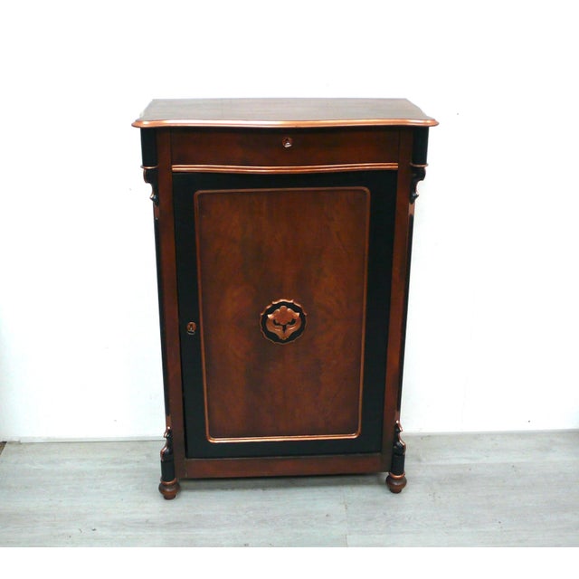 Edwardian Vertiko Tallboy Cabinet in Mahogany and Black, 1890s For Sale - Image 4 of 9