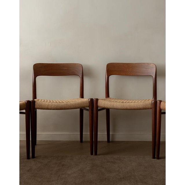 Vintage Danish Model 75 Dining Chairs in Teak by Niels Otto Møller for J.L. Møllers Møbelfabrik, 1950s, Set of 4 For Sale - Image 4 of 18