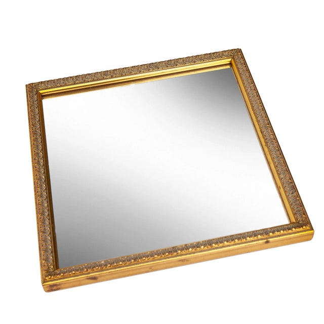 1980s Square Gold Wall Mirror | Chairish