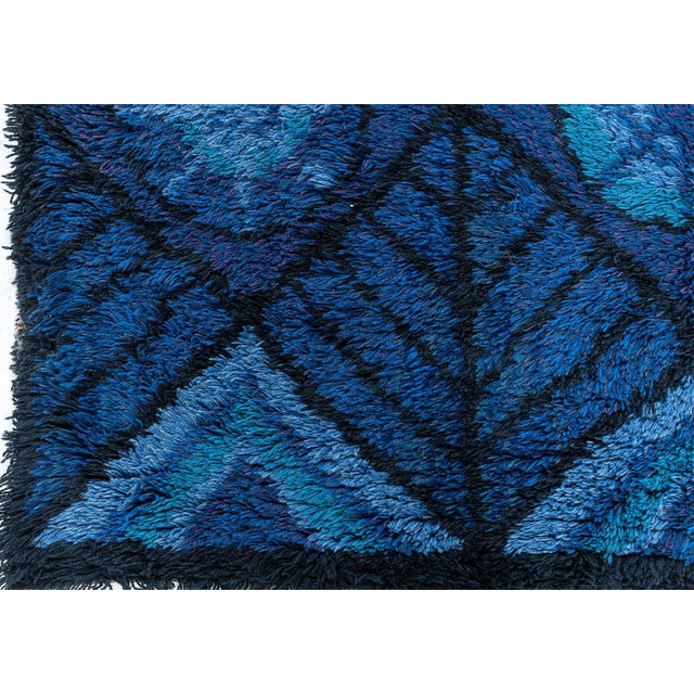 Navy Blue Vintage Swedish Rya Rug by Marianne Richter Doris Leslie Blau Collection For Sale - Image 8 of 10