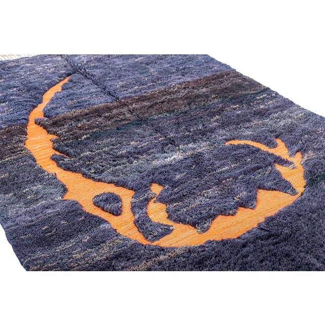 Abstract Hand-Knotted Moroccan Wool Rug | 9'11" X 6'8" | One of a Kind For Sale - Image 6 of 8