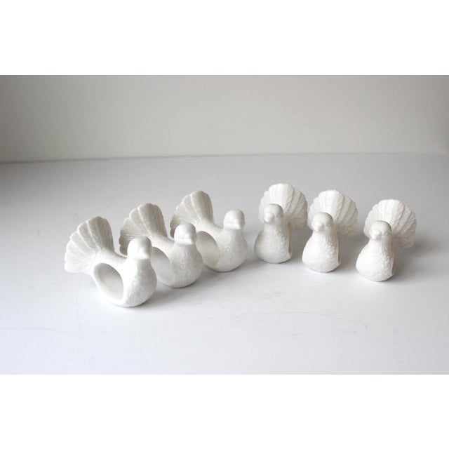 Vintage White Porcelain Dove Napkin Rings- Set of 6 For Sale - Image 4 of 10