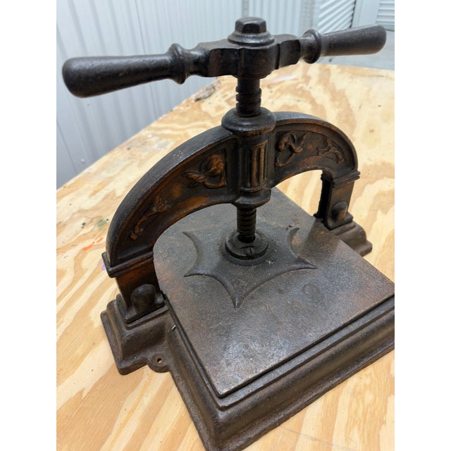 19th Century French Black and Gilt Wrought Iron Book Binding Press For Sale - Image 9 of 9