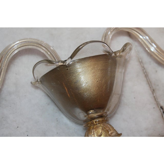 1970s 1970's Mid Century Murano Barovier & Toso Gold Dust Wall Sconce For Sale - Image 5 of 9