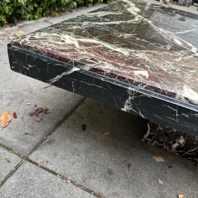 1980s 1980s Postmodern Rosso Levanto Marble Coffee Table For Sale - Image 5 of 9