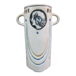 Vintage Weller Creamware Ethel Art Deco Cameo Portrait 6" Vase