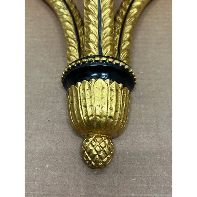 1970s 1970sVintage Italian Giltwood and Ebonized Sheaf of Wheat Form Wall Brackets - a Pair For Sale - Image 5 of 12