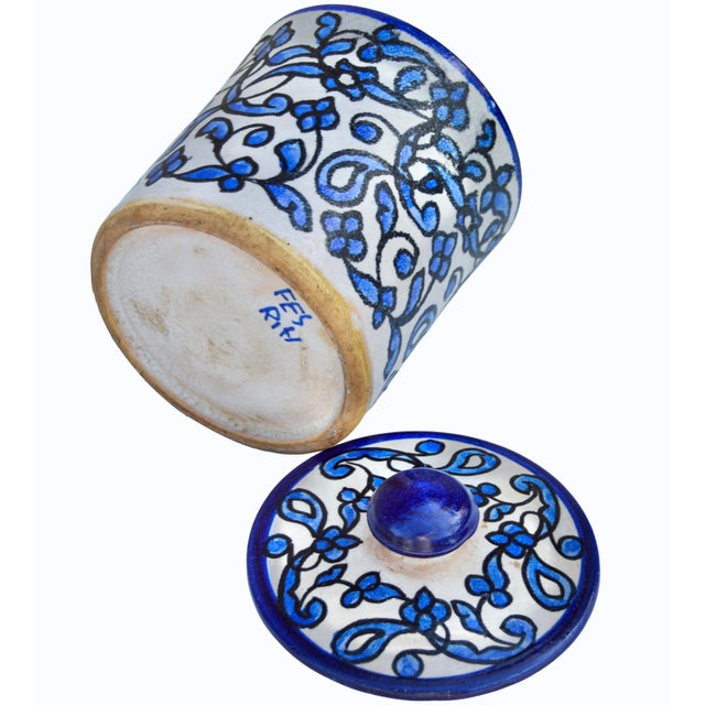 Blue Mid 20th Century Andalusian-Patterned Blue Ceramic-Art Lidded Jar For Sale - Image 8 of 8